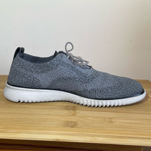 Cole Haan 2.Zerogrand Stitchlite Wingtip Oxfords Grey Knit Lace Up Shoes C27565 - Picture 4 of 10